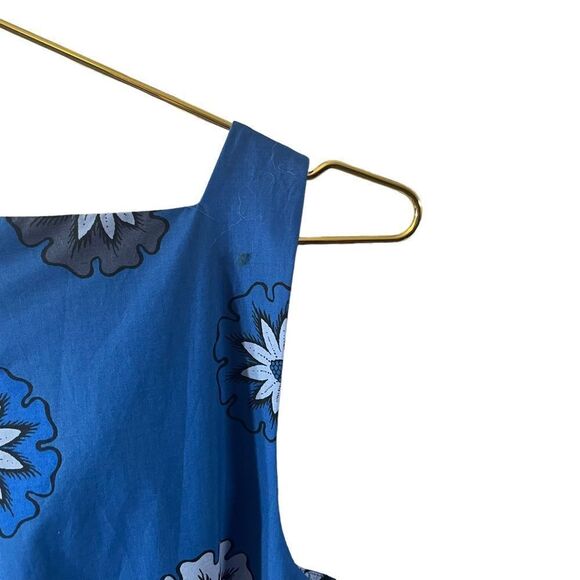 Ann Taylor Tie-Front Poplin Dress Blue Floral Midi Size 6 NWT - Picture 8 of 11